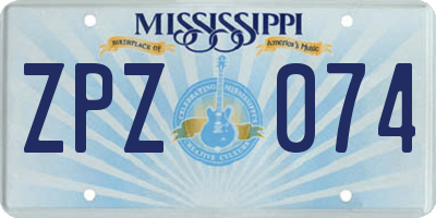 MS license plate ZPZ074