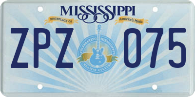 MS license plate ZPZ075