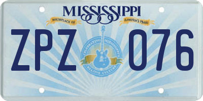 MS license plate ZPZ076