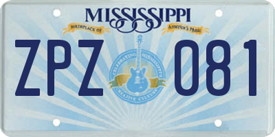 MS license plate ZPZ081