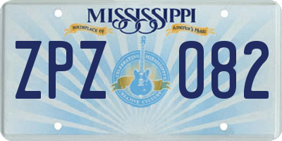 MS license plate ZPZ082