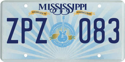 MS license plate ZPZ083