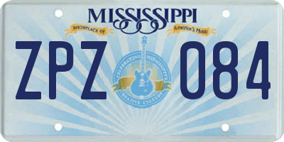MS license plate ZPZ084