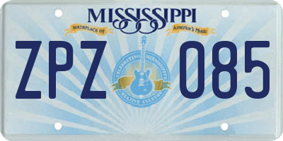 MS license plate ZPZ085