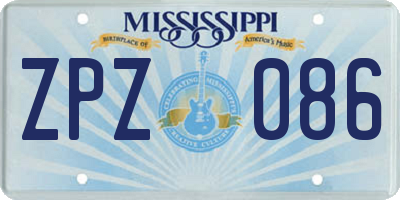 MS license plate ZPZ086