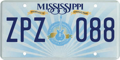 MS license plate ZPZ088