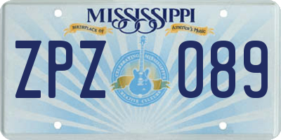 MS license plate ZPZ089