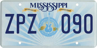 MS license plate ZPZ090