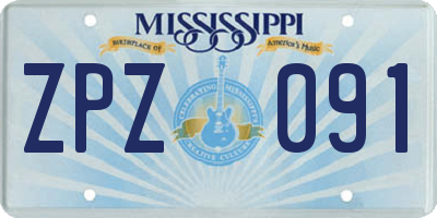 MS license plate ZPZ091