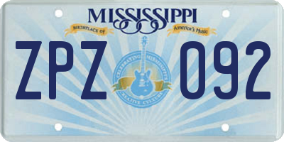 MS license plate ZPZ092
