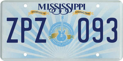 MS license plate ZPZ093