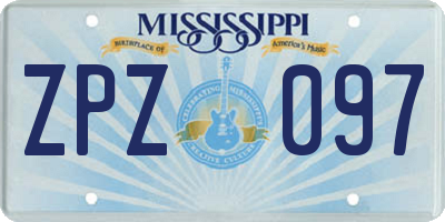 MS license plate ZPZ097