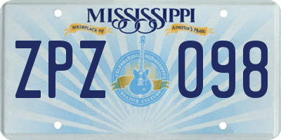 MS license plate ZPZ098
