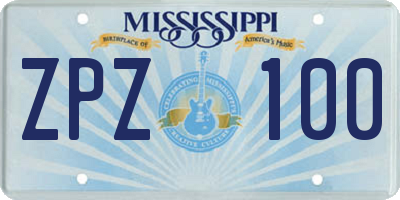 MS license plate ZPZ100