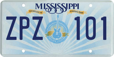 MS license plate ZPZ101
