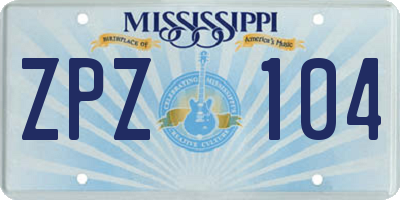 MS license plate ZPZ104