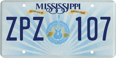 MS license plate ZPZ107