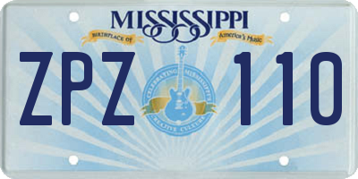 MS license plate ZPZ110
