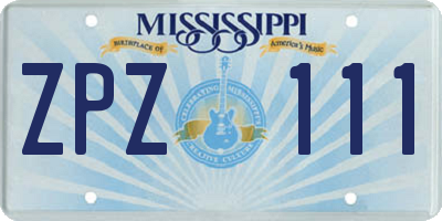 MS license plate ZPZ111