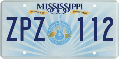 MS license plate ZPZ112
