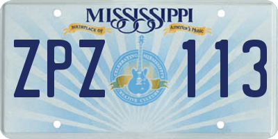 MS license plate ZPZ113