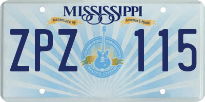 MS license plate ZPZ115