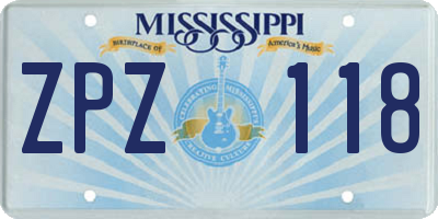 MS license plate ZPZ118