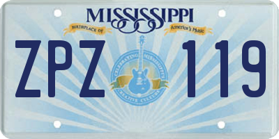 MS license plate ZPZ119