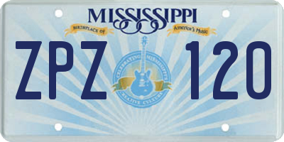 MS license plate ZPZ120