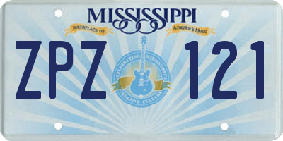 MS license plate ZPZ121