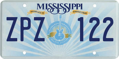 MS license plate ZPZ122