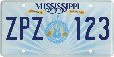 MS license plate ZPZ123