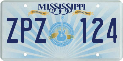 MS license plate ZPZ124
