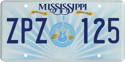MS license plate ZPZ125
