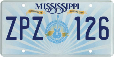 MS license plate ZPZ126