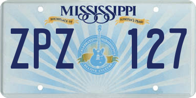 MS license plate ZPZ127