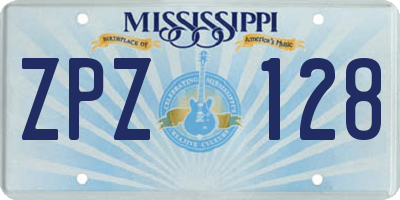 MS license plate ZPZ128