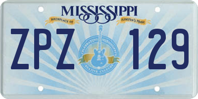 MS license plate ZPZ129