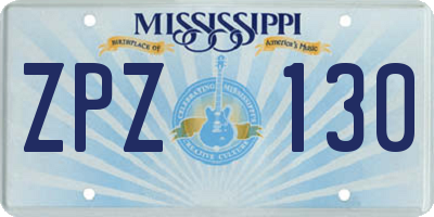 MS license plate ZPZ130