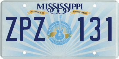 MS license plate ZPZ131