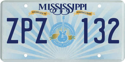 MS license plate ZPZ132