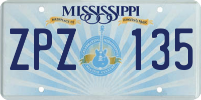 MS license plate ZPZ135