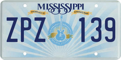 MS license plate ZPZ139