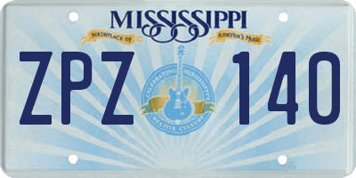 MS license plate ZPZ140