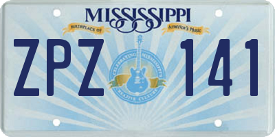 MS license plate ZPZ141