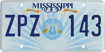 MS license plate ZPZ143
