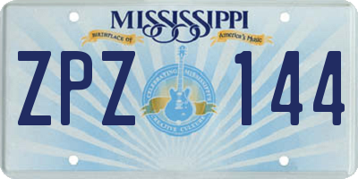 MS license plate ZPZ144