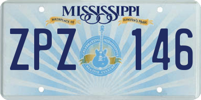MS license plate ZPZ146