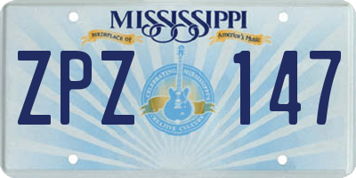 MS license plate ZPZ147