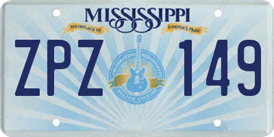 MS license plate ZPZ149